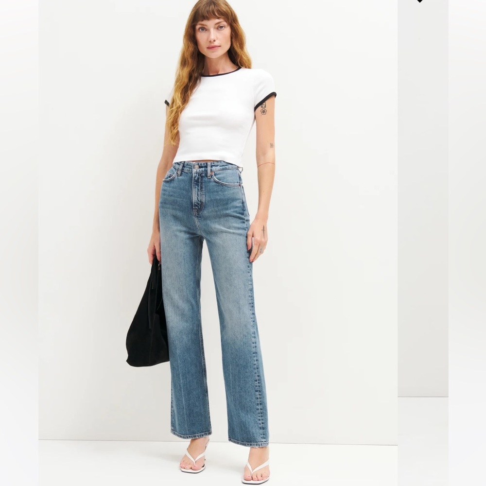 Reformation Wilder High Rise Wide Leg Cropped Jeans